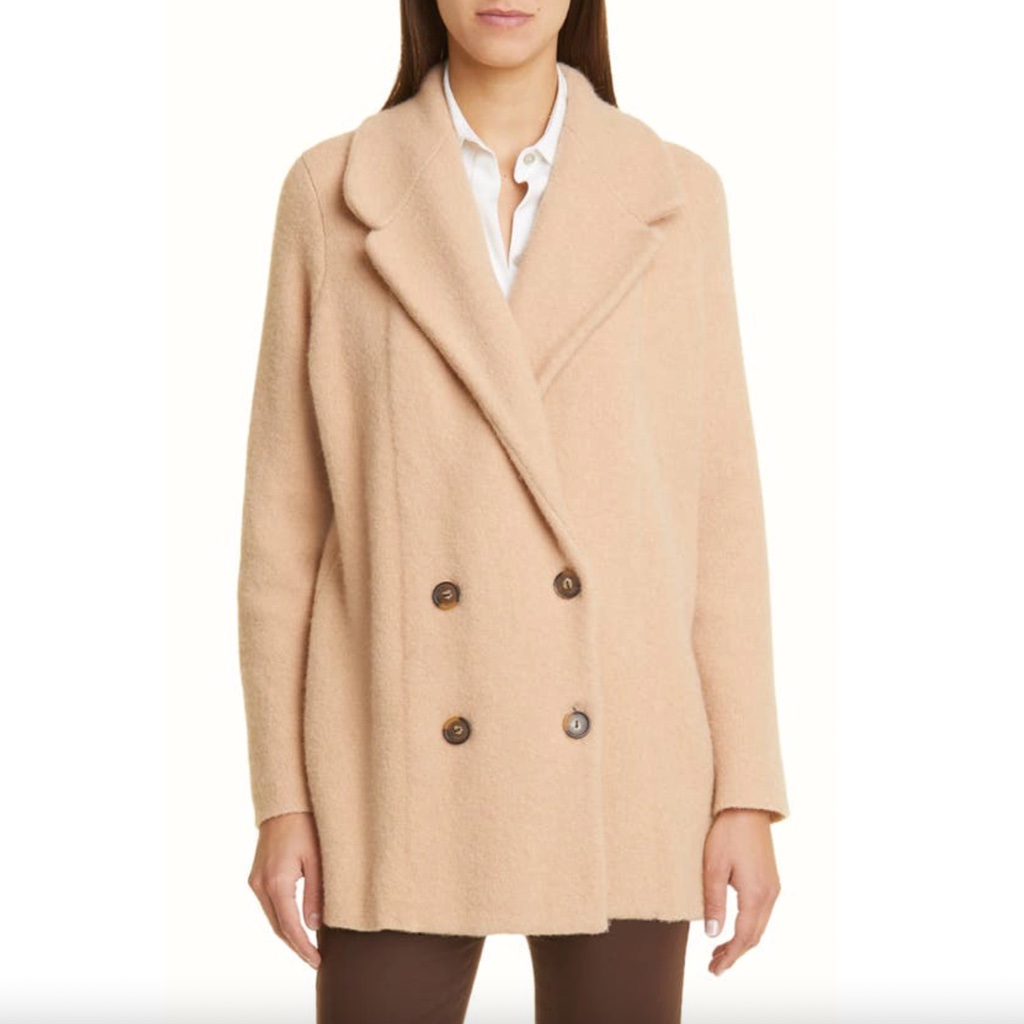 Vince Wool & Alpaca Blend Natural Double Breasted Jacket Brittle Medium Nwt